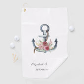Serviette De Golf Aquarelle Ancre Fleurs Nautiques (En situation)