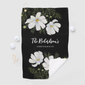 Serviette De Golf Aquarelle Blanc Cosmos Fleurs Peinture Botanique (En situation)