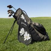 Serviette De Golf Aquarelle Blanc Cosmos Fleurs Peinture Botanique (Vert)