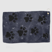 Serviette De Golf Aquarelle bleu lune Paw Stars (Horizontal)