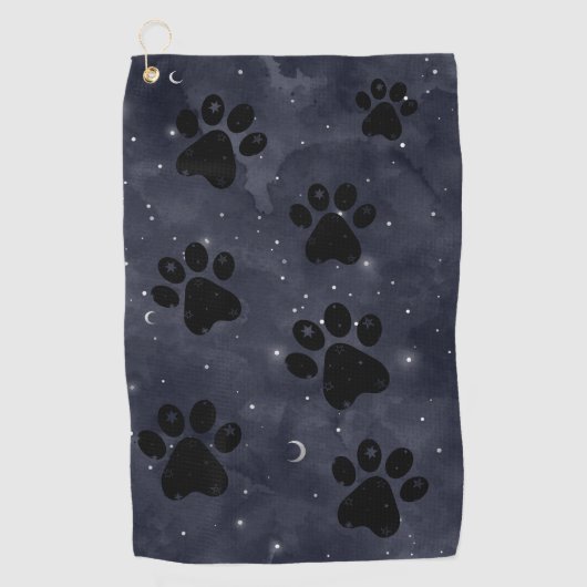 Serviette De Golf Aquarelle bleu lune Paw Stars (Devant)