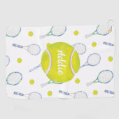 Serviette De Golf Aquarelle Blue Tennis Racquets Sweat (Horizontal)