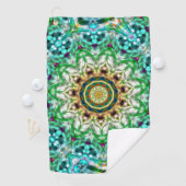 Serviette De Golf Aquarelle brute bleu et vert texture mandala (En situation)