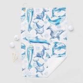 Serviette De Golf aquarelle dauphin poisson sans soudure motif, daup (En situation)