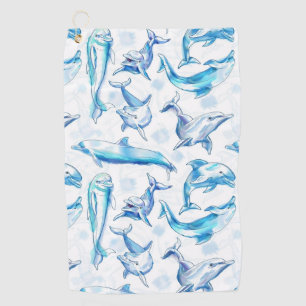 Serviette De Golf aquarelle dauphin poisson sans soudure motif, daup