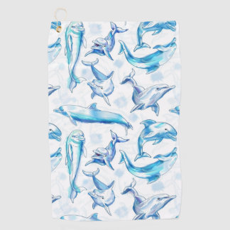 Serviette De Golf aquarelle dauphin poisson sans soudure motif, daup