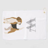 Serviette De Golf Aquarelle de chien moderne personnalisée (Horizontal)
