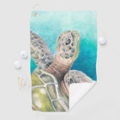 Serviette De Golf Aquarelle de la tortue marine verte (En situation)