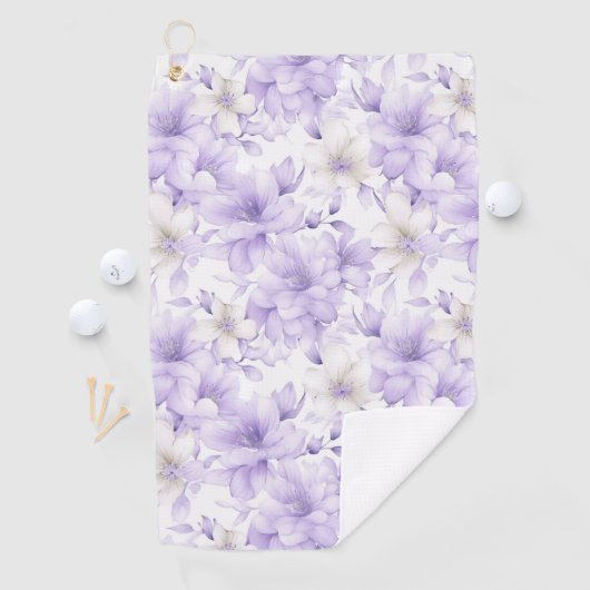 Serviette De Golf Aquarelle délicate Fleurs violettes (En situation)