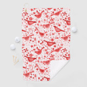 Serviette De Golf Aquarelle d'oiseau rouge blanc (En situation)