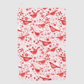 Serviette De Golf Aquarelle d'oiseau rouge blanc (Devant)
