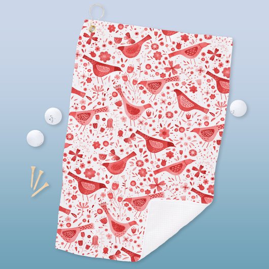 Serviette De Golf Aquarelle d'oiseau rouge blanc