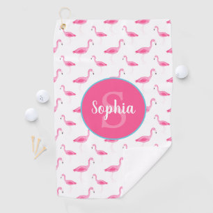 Serviette De Golf Aquarelle Flamingo modèle personnalisé