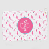 Serviette De Golf Aquarelle Flamingo modèle personnalisé (Horizontal)