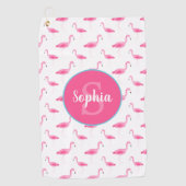Serviette De Golf Aquarelle Flamingo modèle personnalisé (Devant)