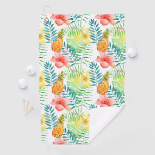 Serviette De Golf Aquarelle florale de ketmie tropicale de feuille