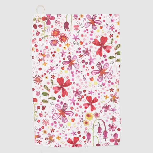 Serviette De Golf Aquarelle florale moderne (Devant)