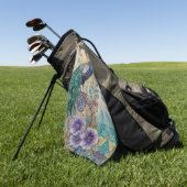 Serviette De Golf Aquarelle florale Paisley Peacock (Vert)
