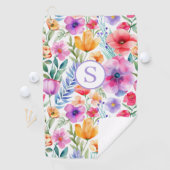 Serviette De Golf Aquarelle florale personnalisée (En situation)