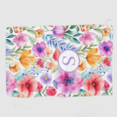 Serviette De Golf Aquarelle florale personnalisée (Horizontal)