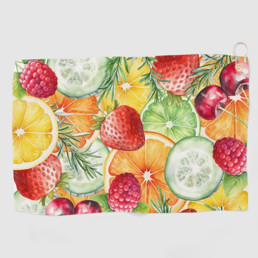 Serviette De Golf Aquarelle Fruit d'été (Horizontal)