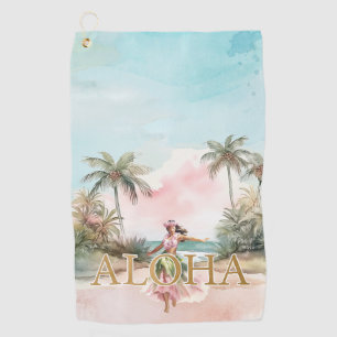 Serviette De Golf Aquarelle Hula Girl Aloha Hawaii Golf Towne