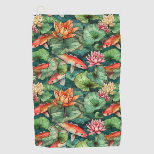 Serviette De Golf Aquarelle Koi & Water Lilies Golf Towel