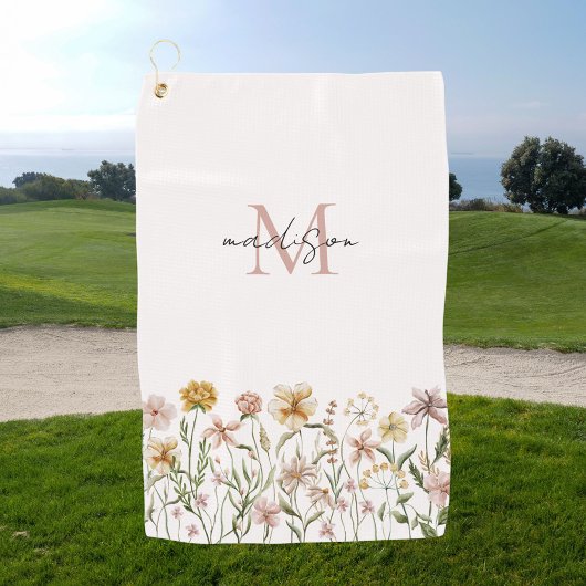 Serviette De Golf Aquarelle monogramme Fleur sauvage Floral de prair