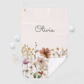 Serviette De Golf Aquarelle monogramme Fleur sauvage Joli Floral (En situation)