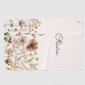 Serviette De Golf Aquarelle monogramme Fleur sauvage Joli Floral (Horizontal)