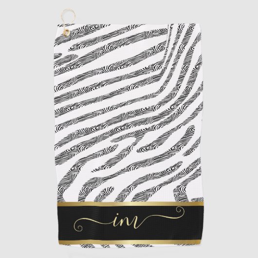 Serviette De Golf Aquarelle Monogramme Noire Et Blanc De La Peau Du  (Devant)