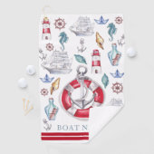 Serviette De Golf Aquarelle nautique personnalisée (En situation)