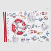 Serviette De Golf Aquarelle nautique personnalisée (Horizontal)