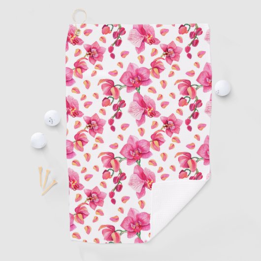 Serviette De Golf Aquarelle Orchidées Design 2 (En situation)