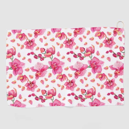 Serviette De Golf Aquarelle Orchidées Design 2 (Horizontal)