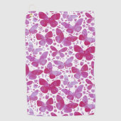Serviette De Golf Aquarelle papillon Magenta Hot Pink (Devant)