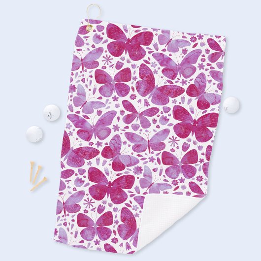 Serviette De Golf Aquarelle papillon Magenta Hot Pink