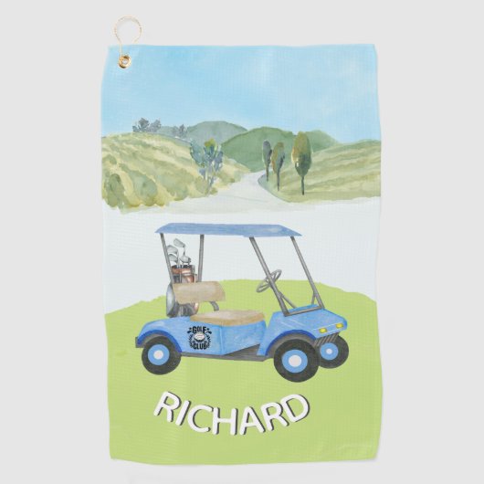 Serviette De Golf Aquarelle personnalisée élégante Nom du panier de (Devant)