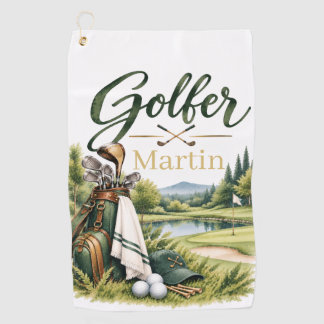 Serviette de golf aquarelle personnalisée pour gol