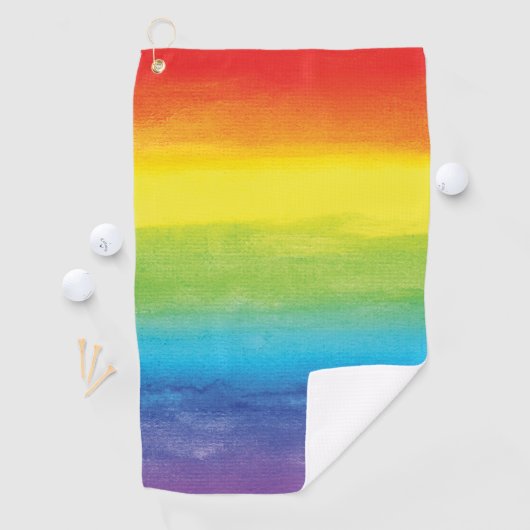 Serviette De Golf Aquarelle Rainbow Pride brillant Vibrant (En situation)