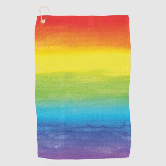 Serviette De Golf Aquarelle Rainbow Pride brillant Vibrant (Devant)