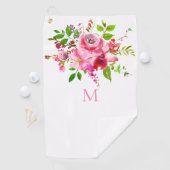 Serviette De Golf Aquarelle rose Été Monogramme floral (En situation)