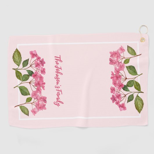 Serviette De Golf Aquarelle rose Hydrangée Lacecaps Illustration (Horizontal)