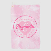 Serviette De Golf Aquarelle rose personnalisée Nom du coeur Monogram (Devant)