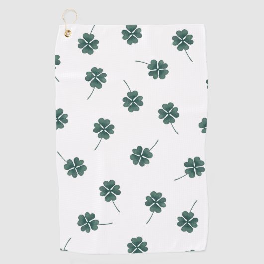 Serviette De Golf Aquarelle verte à quatre feuilles (Devant)