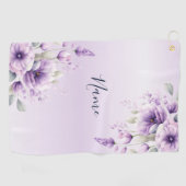 Serviette De Golf Aquarelle violet Floral Golf Towne (Horizontal)