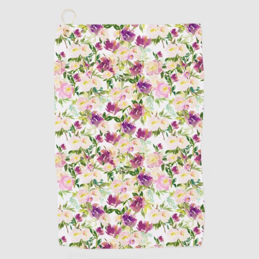 Serviette De Golf Aquarelle violette rose Fille (Devant)