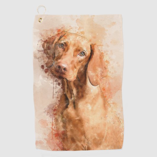 Serviette De Golf Aquarelle Vizsla (Devant)