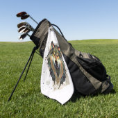 Serviette De Golf Aquarelle Wolf Tons de Terre (Vert)