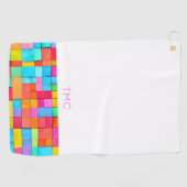 Serviette De Golf Aquarelles colorées Art Abstrait moderne Initiales (Horizontal)